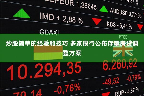 炒股简单的经验和技巧 多家银行公布存量房贷调整方案