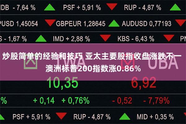 炒股简单的经验和技巧 亚太主要股指收盘涨跌不一 澳洲标普200指数涨0.86%